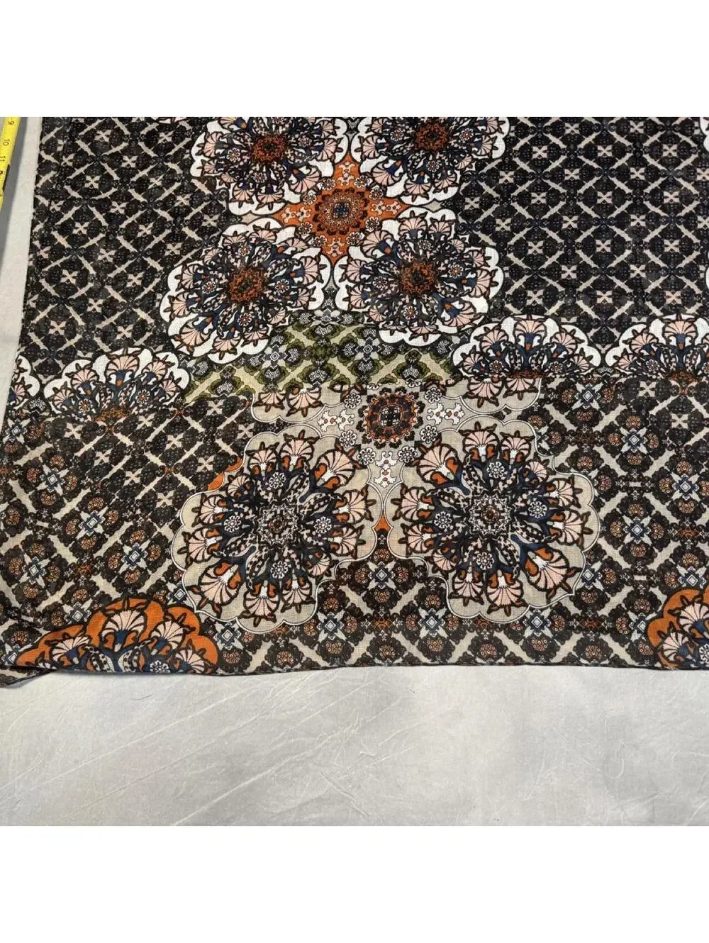 Boho Medallion Print Oversized Scarf Wrap 30x60 Earth Tone Floral
